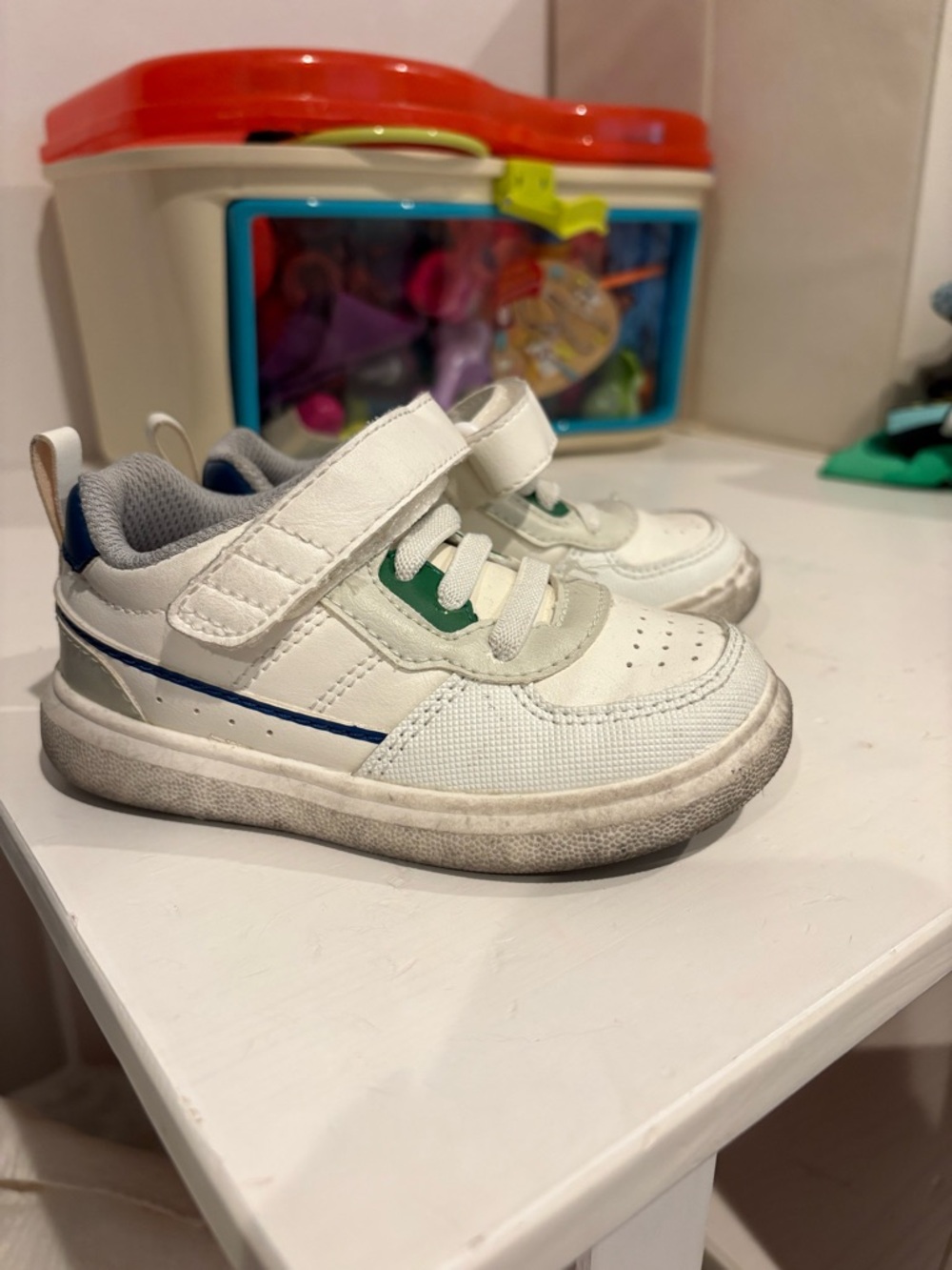 Stride Rite White Sneakers with Blue & Green Accents
